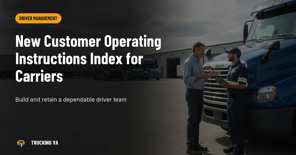 New Customer Operating Instructions Index for Carriers trucking guide thumbnail