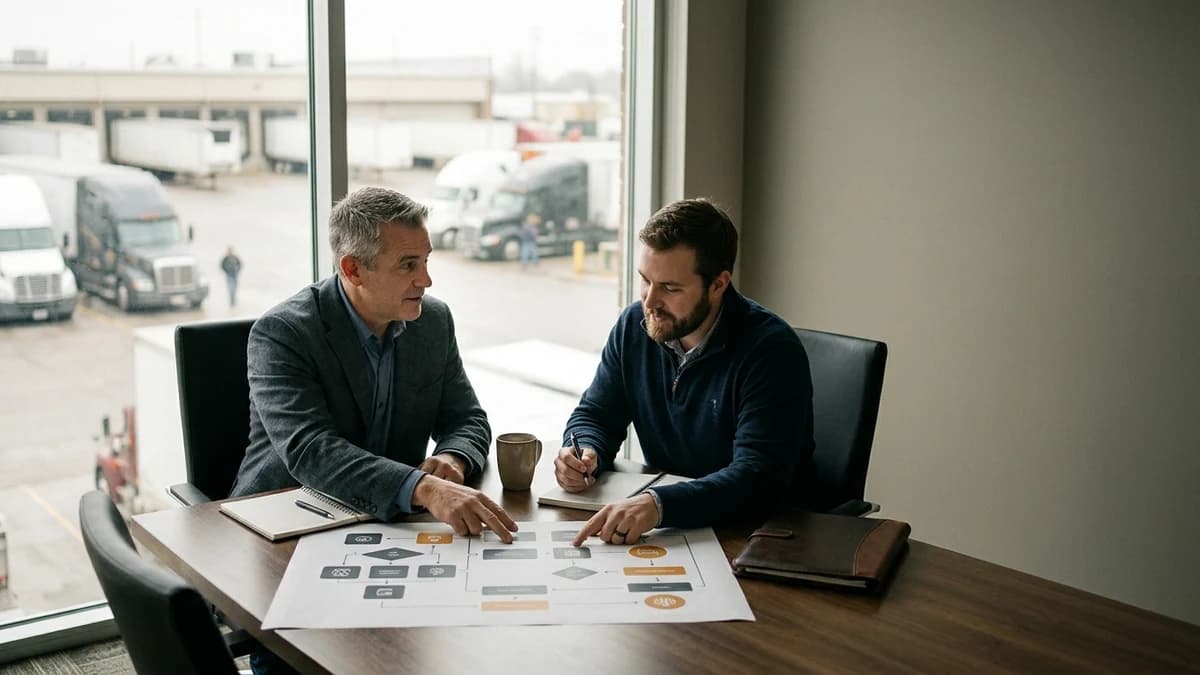 Trucking company leaders comparing operations support options