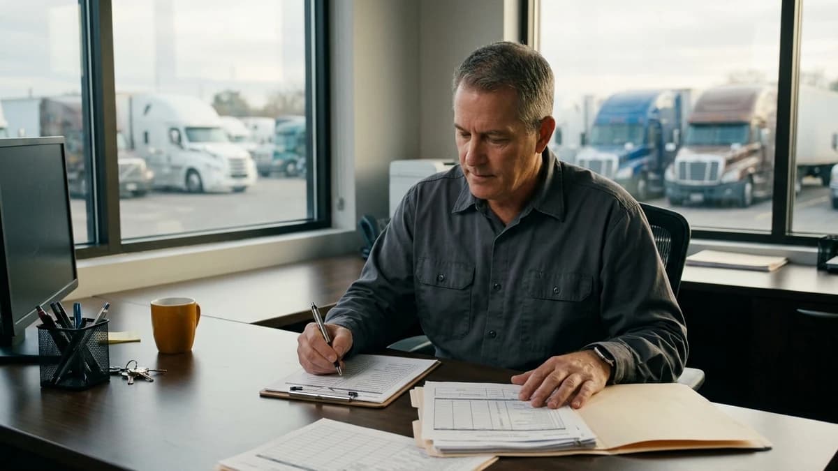Trucking operations visual for Driver Document Expiry Lead-Time Research - October 9, 2026 Edition