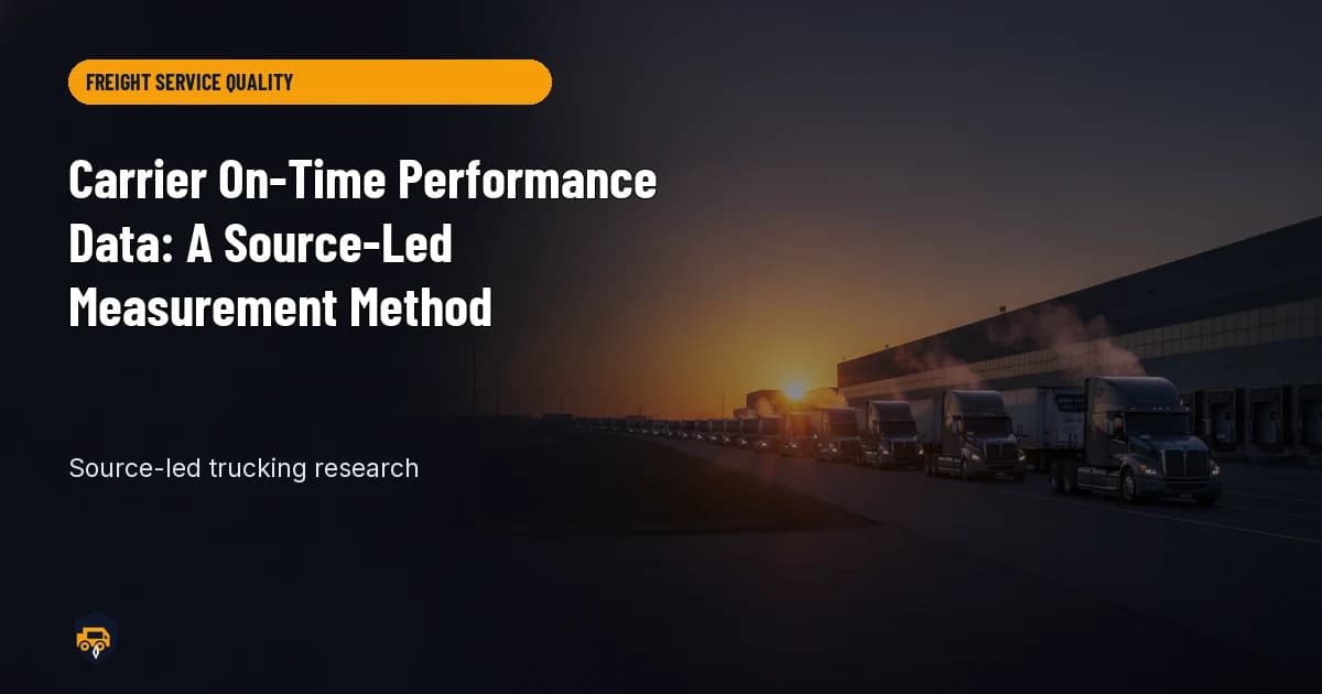 Trucking operations visual for Carrier On-Time Performance Data: A Source-Led Measurement Method