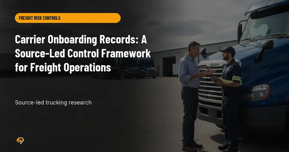 Trucking operations visual for Carrier Onboarding Records: A Source-Led Control Framework for Freight Operations