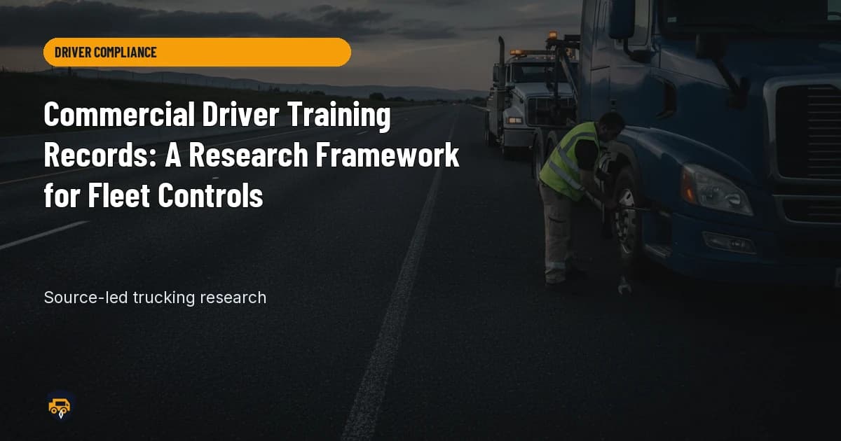 Trucking operations visual for Commercial Driver Training Records: A Research Framework for Fleet Controls