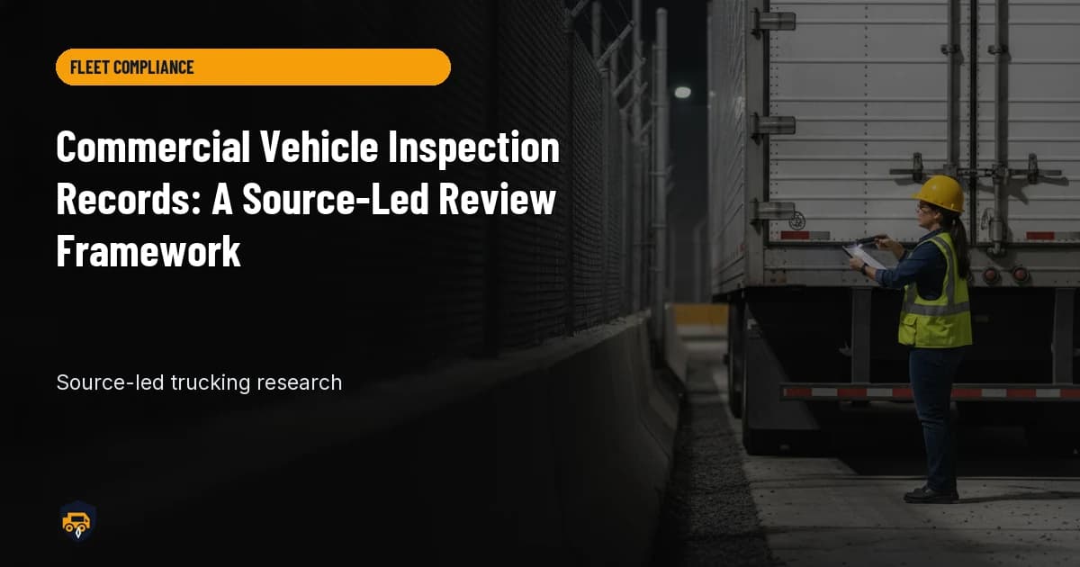 Trucking operations visual for Commercial Vehicle Inspection Records: A Source-Led Review Framework