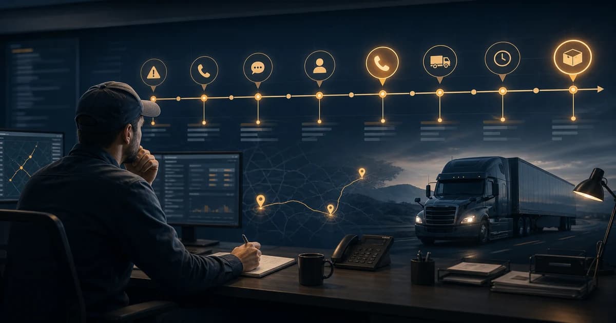 Trucking operations visual for Fleet Customer Escalation Sequences: What Event Order Can Actually Tell an Operations Team