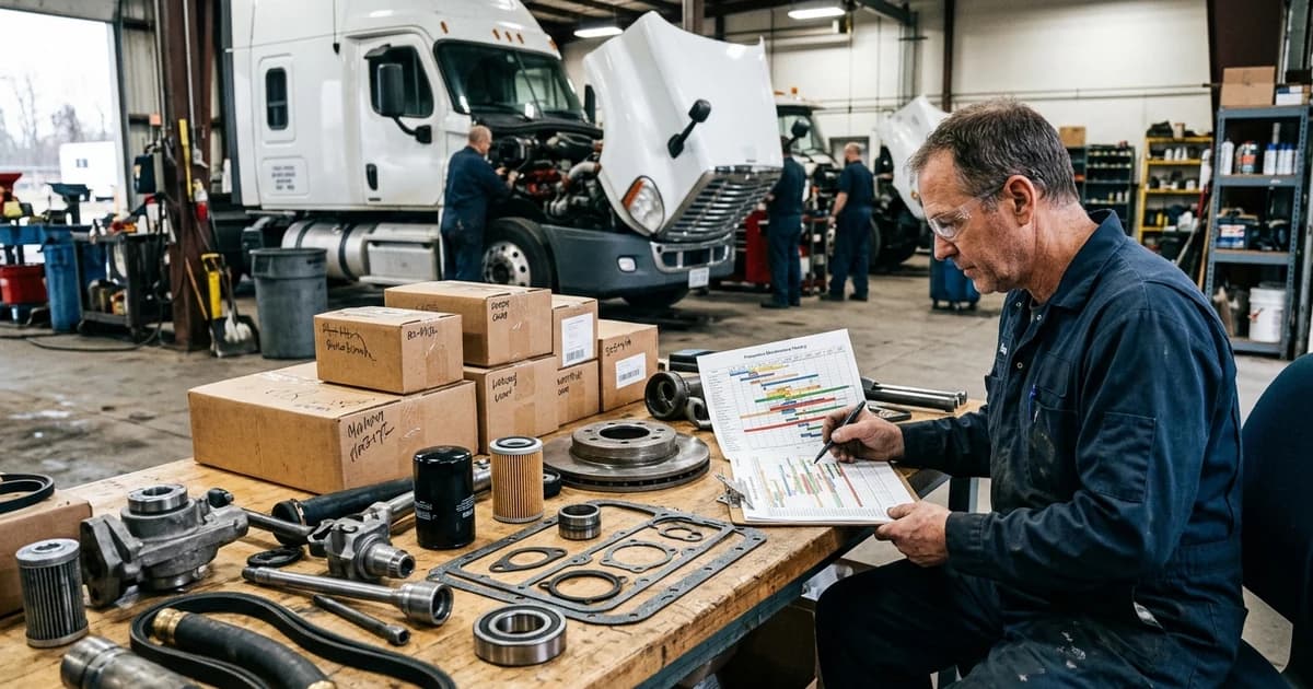 Trucking operations visual for What Does a Fleet Parts Lead-Time Number Mean? Research on Maintenance Supply Records