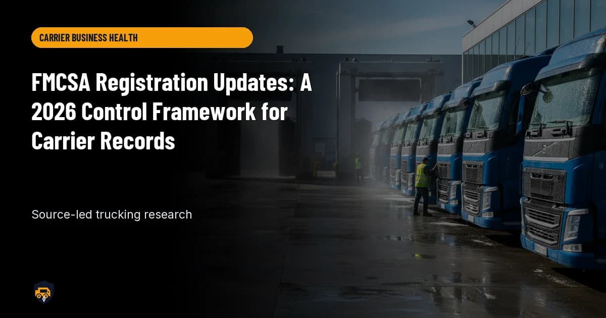Trucking operations visual for FMCSA Registration Updates: A 2026 Control Framework for Carrier Records