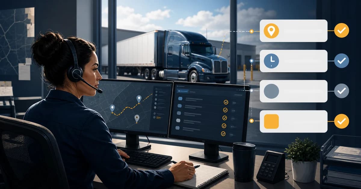 Trucking operations visual for Measuring Freight Customer Update Completeness
