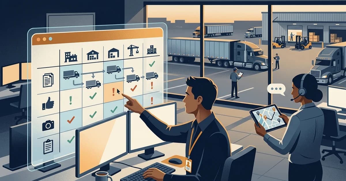 Trucking operations visual for Does Page Count Predict Document Completeness on Multi-Stop Loads?
