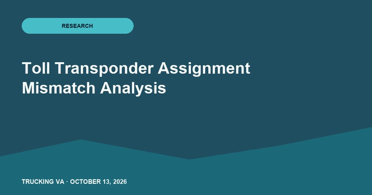 Trucking operations visual for Toll Transponder Assignment Mismatch Analysis