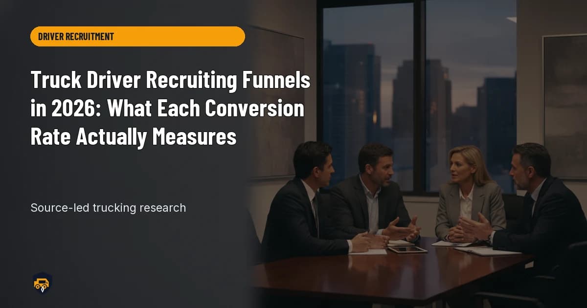 Trucking operations visual for Truck Driver Recruiting Funnels in 2026: What Each Conversion Rate Actually Measures