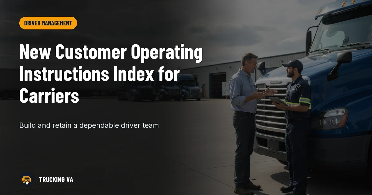 New Customer Operating Instructions Index for Carriers trucking guide thumbnail